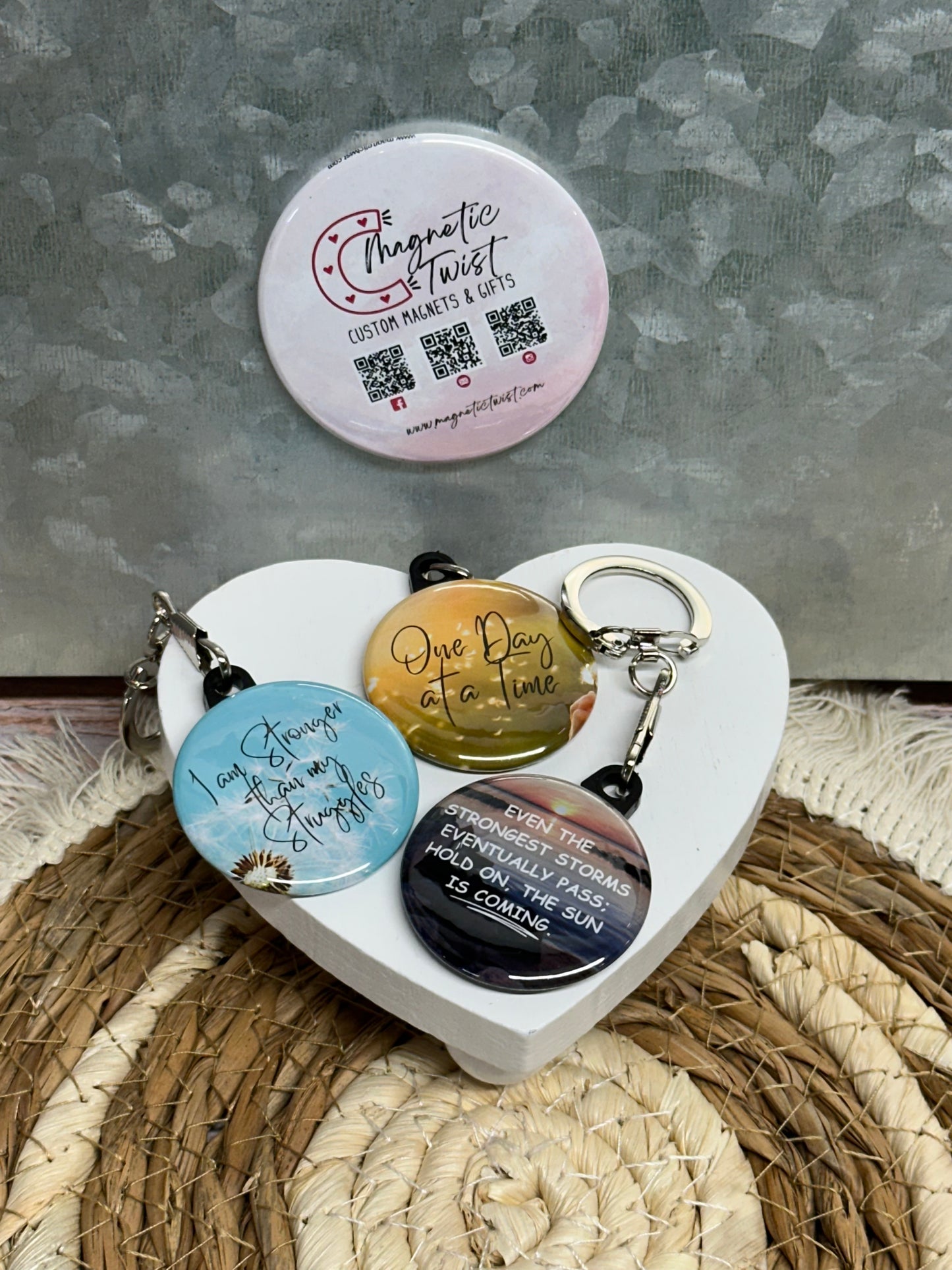 Inspirational Quote Keychain Trio – Magnetic Twist Exclusive
